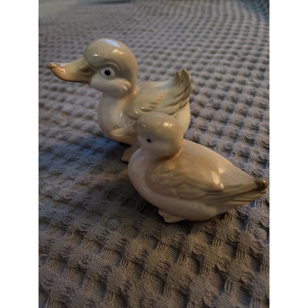 Vintage Ardco Fine Quality Dallas Porcelain Duck Figurines Set of 2 Japan Tan